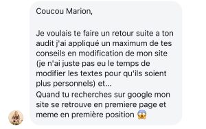 avis d'une wedding planner sur mon coaching SEO